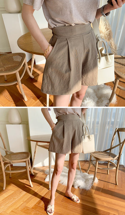 NANING9(ナンニング)リネンショートパンツ-