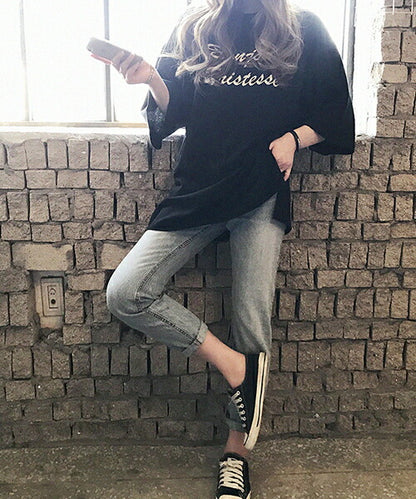 NANING9(ナンニング)英字プリントオーバーフィットTシャツ-1