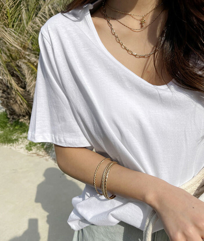 NANING9(ナンニング)コットンベーシックTシャツ