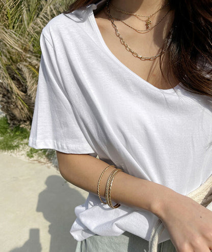 NANING9(ナンニング)コットンベーシックTシャツ