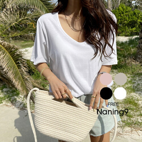 NANING9(ナンニング)コットンベーシックTシャツ