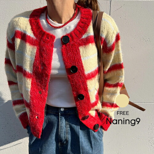 NANING9(ナンニング)ノフド 配色 ニット カーディガン