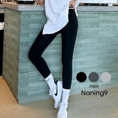 NANING9(ナンニング)ワープボ 起毛 スパン レギンス