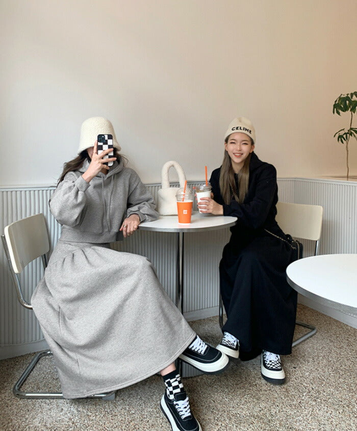 NANING9(ナンニング)タチスの起毛フードスカートセット