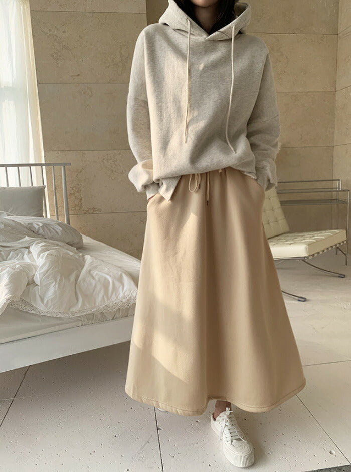 NANING9(ナンニング)エルティマー 起毛 バンディング フルスカート