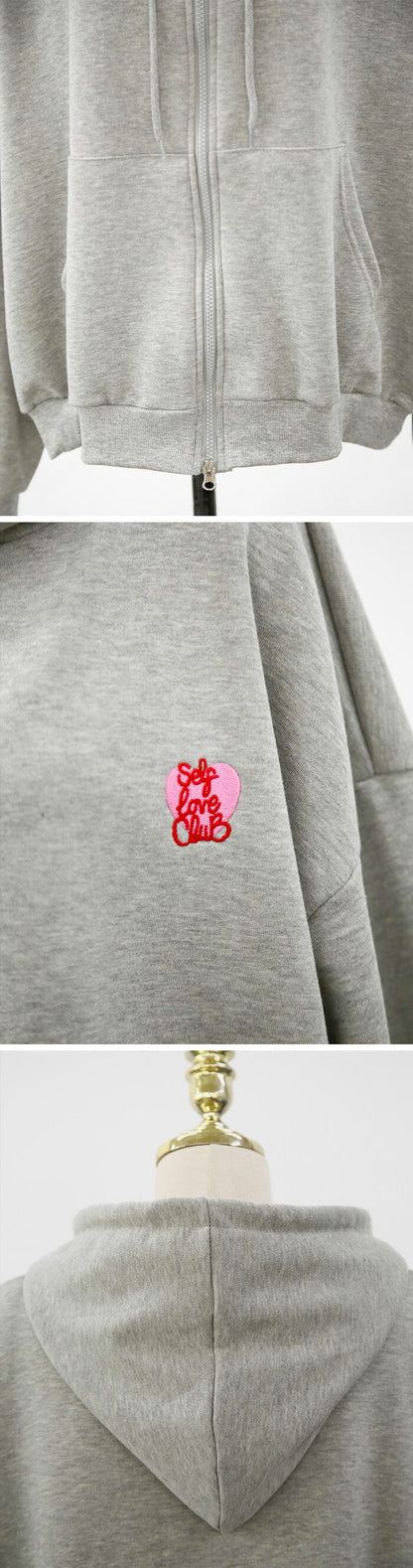 NANING9(ナンニング)プルテボ 刺繍 フード ジップアップ