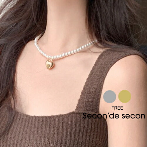 Secon'de secon(セカンドセカン)ミニハートパールネックレス