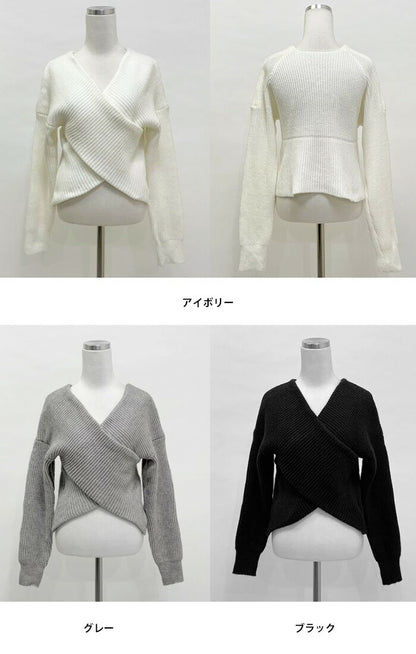 Secon'de secon(セカンドセカン)オフショルダーラップリブニット