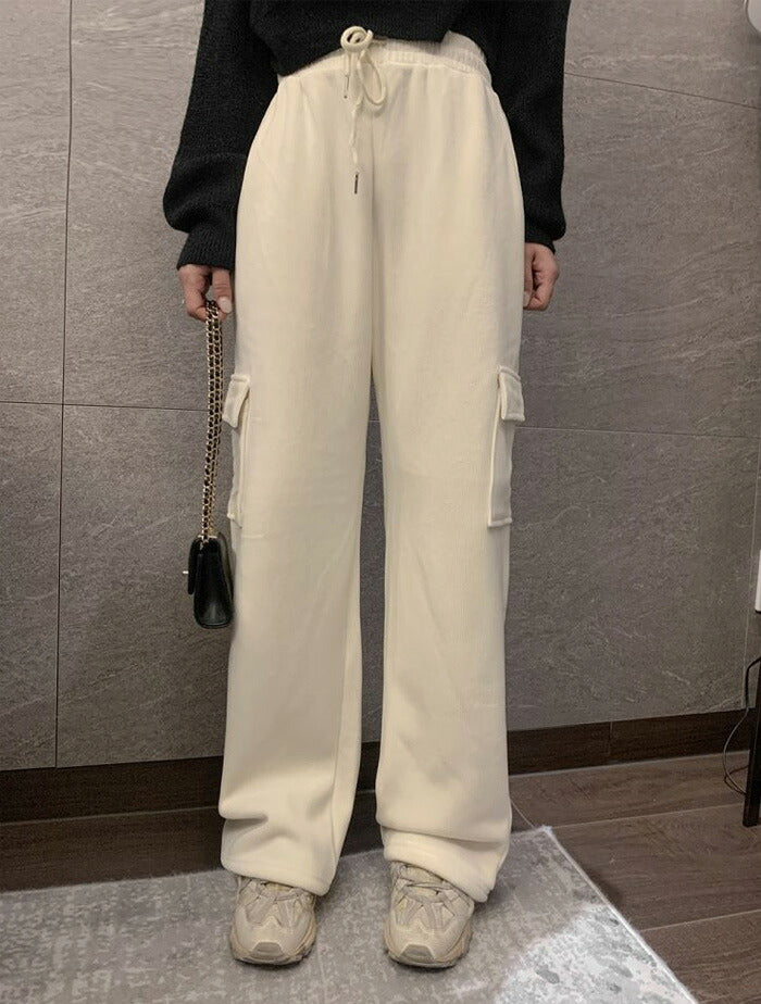 Secon'de secon(セカンドセカン)ボア裏地ウィンターカーゴバンディングワイドパンツ