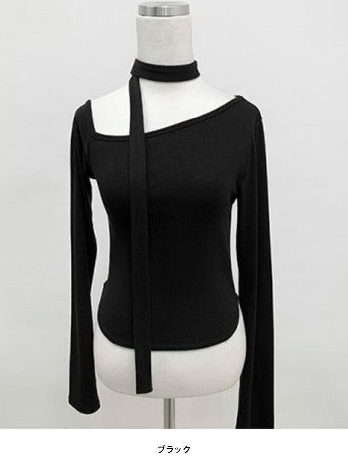 Secon'de secon(セカンドセカン)[SET]ワンオフショルダースリム長袖Tシャツ+スカーフ