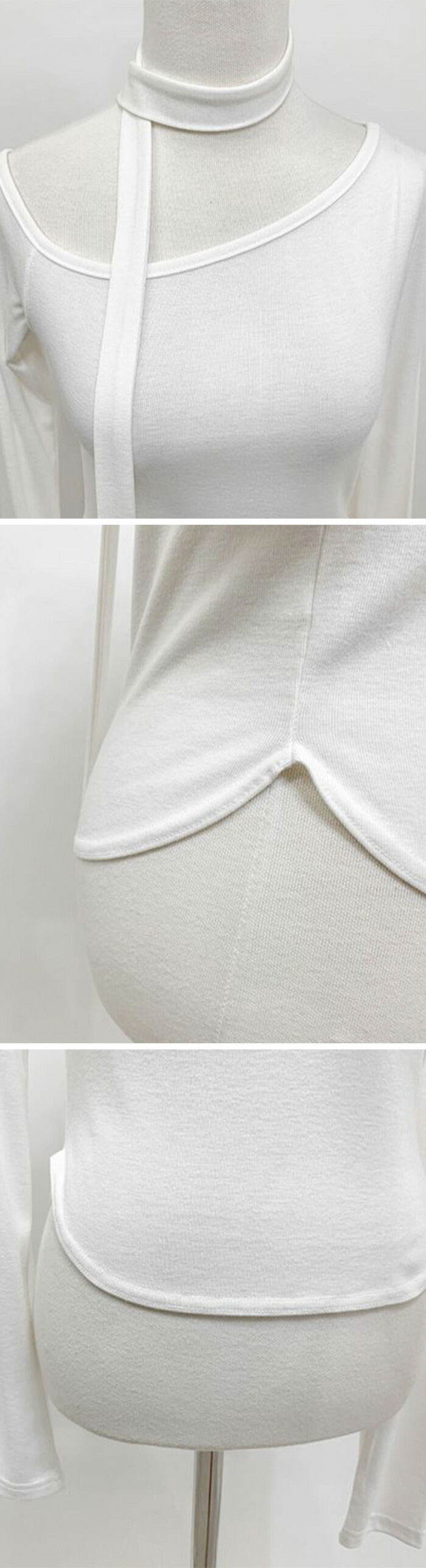 Secon'de secon(セカンドセカン)[SET]ワンオフショルダースリム長袖Tシャツ+スカーフ