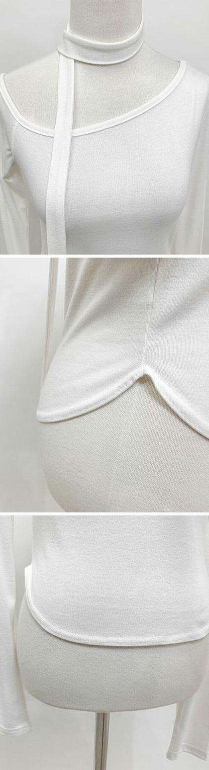 Secon'de secon(セカンドセカン)[SET]ワンオフショルダースリム長袖Tシャツ+スカーフ