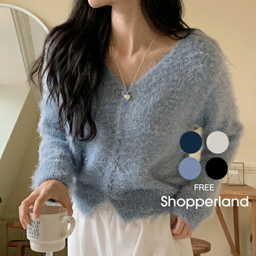 SHOPPERLAND(ショッパーランド)ガーリーエアリーシャギーブークレニット