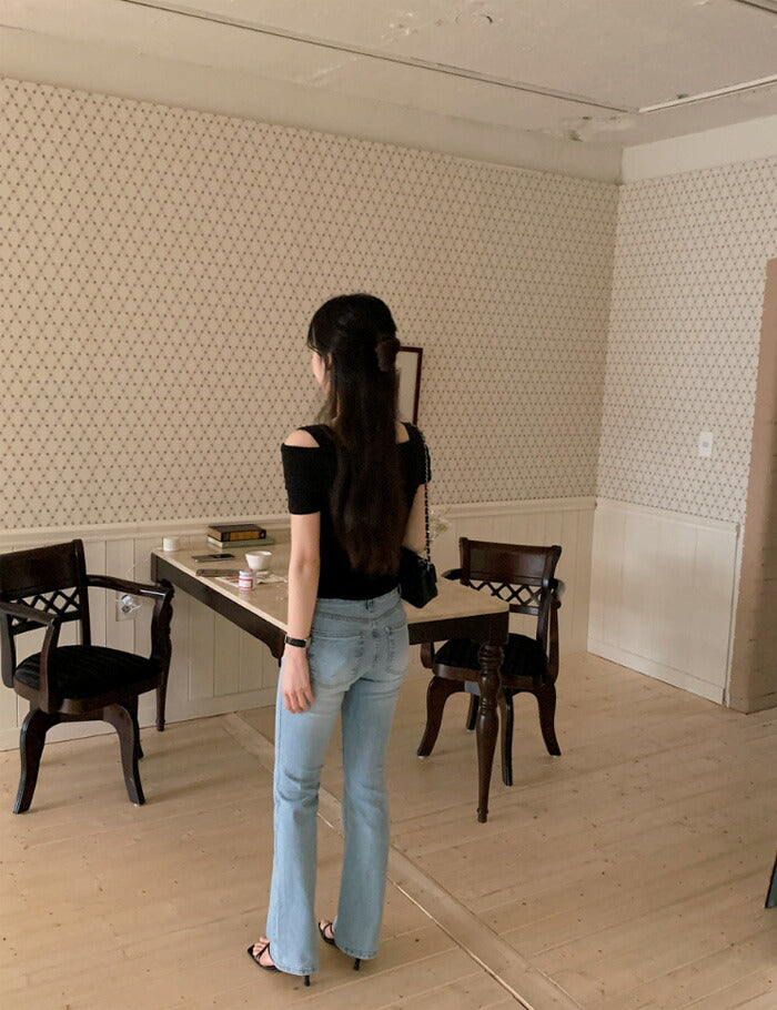 SHOPPERLAND(ショッパーランド)アシンメトリーオフショルダー半袖Tシャツ