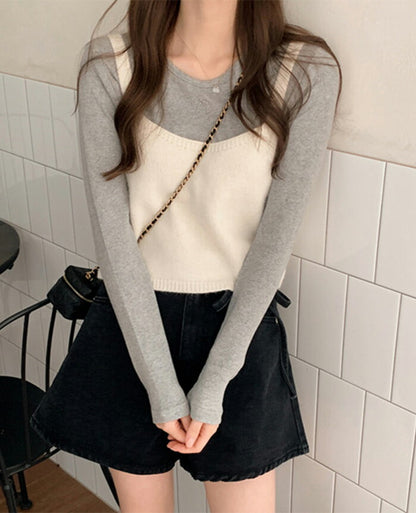 SHOPPERLAND(ショッパーランド)Ribbon Embroidery Rib Long Sleeve T-shirt