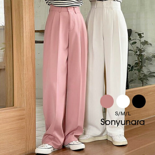 SONA(ソナ)[体型カバー]ピンタックワイドスラックス