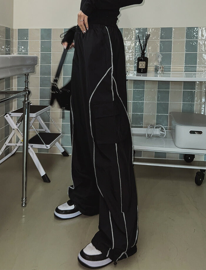 ULAN(ユーラン)(UNISEX) ホワイトラインナイロンパンツ