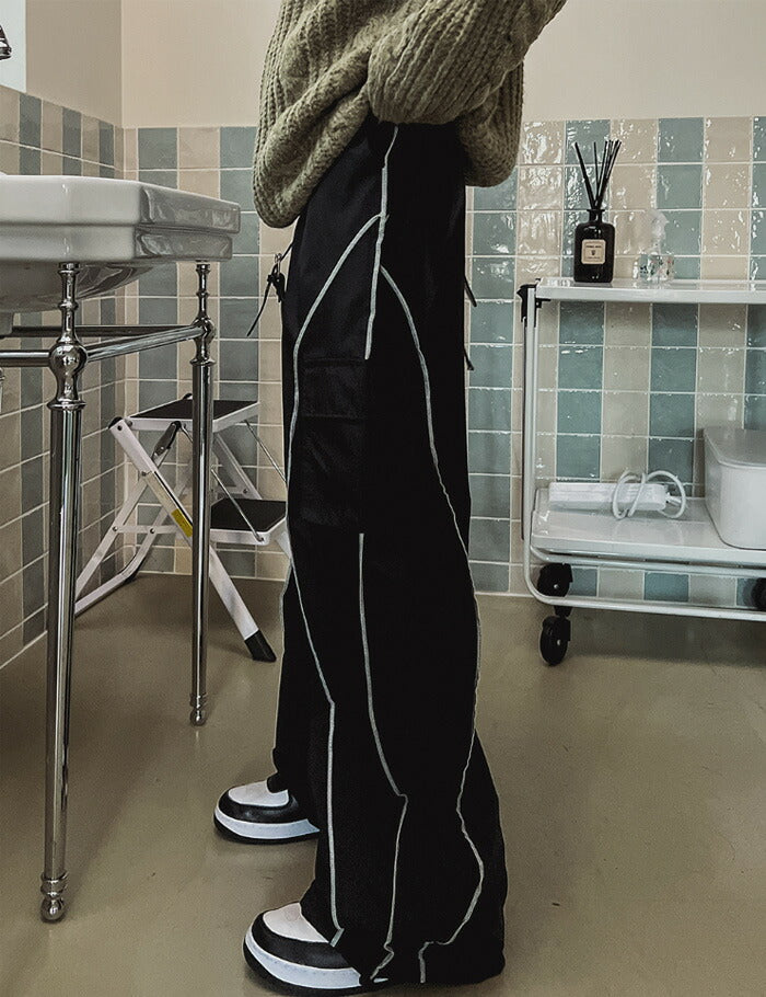 ULAN(ユーラン)(UNISEX) ホワイトラインナイロンパンツ