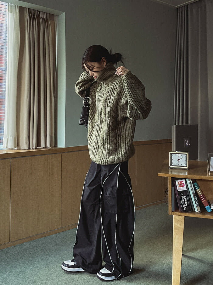ULAN(ユーラン)(UNISEX) ホワイトラインナイロンパンツ
