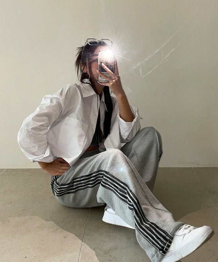 ULAN(ユーラン)(UNISEX) ラインストリングパンツ