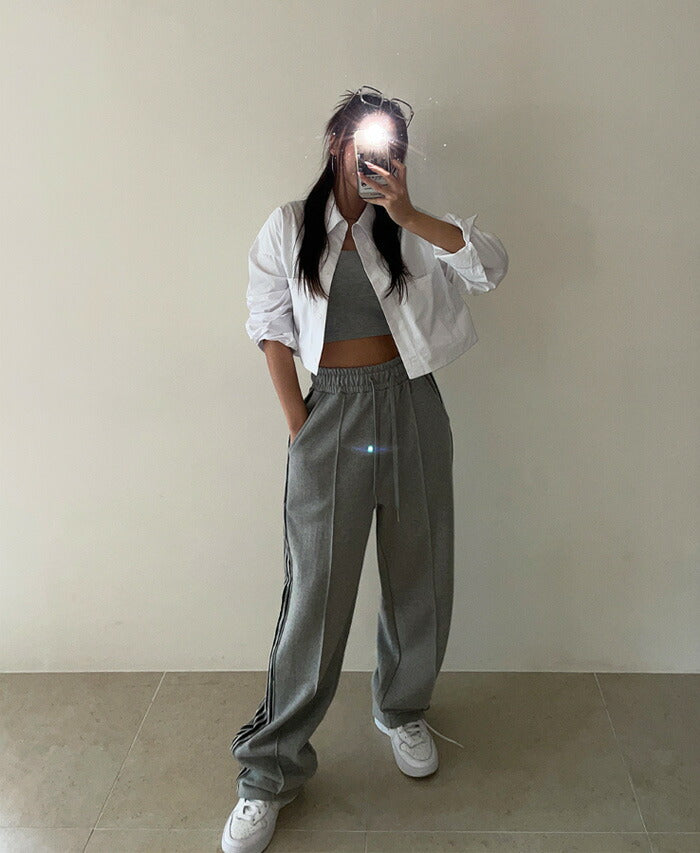 ULAN(ユーラン)(UNISEX) ラインストリングパンツ