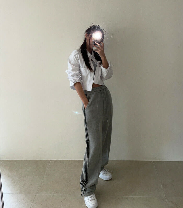 ULAN(ユーラン)(UNISEX) ラインストリングパンツ