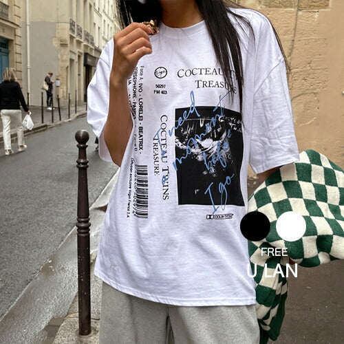 ULAN(ユーラン)コレクトバーコードオーバー半袖Tシャツ